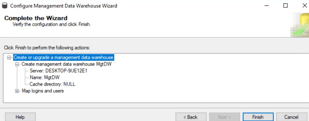 Create or upgrade a management data warehouse